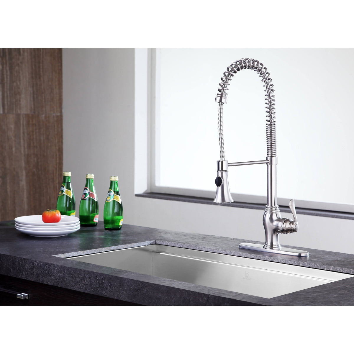 Brushed Nickel Single Handle Kitchen Faucet L15955