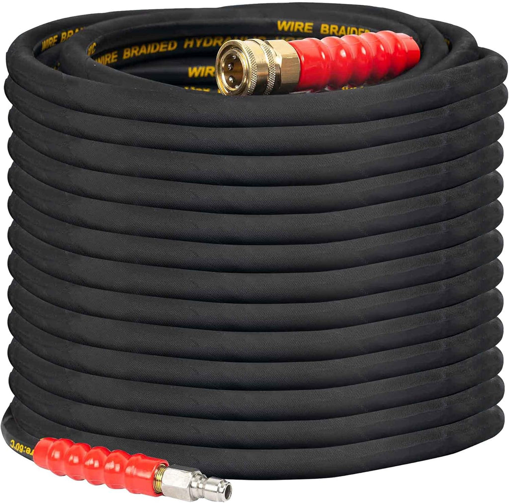 50FT 3/8 Quick Connect 4000 PSI Wire Braided Pressure Washer Hose S25711