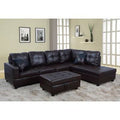 Dark Brown Faux Leather Sofa with Ottoman M854028