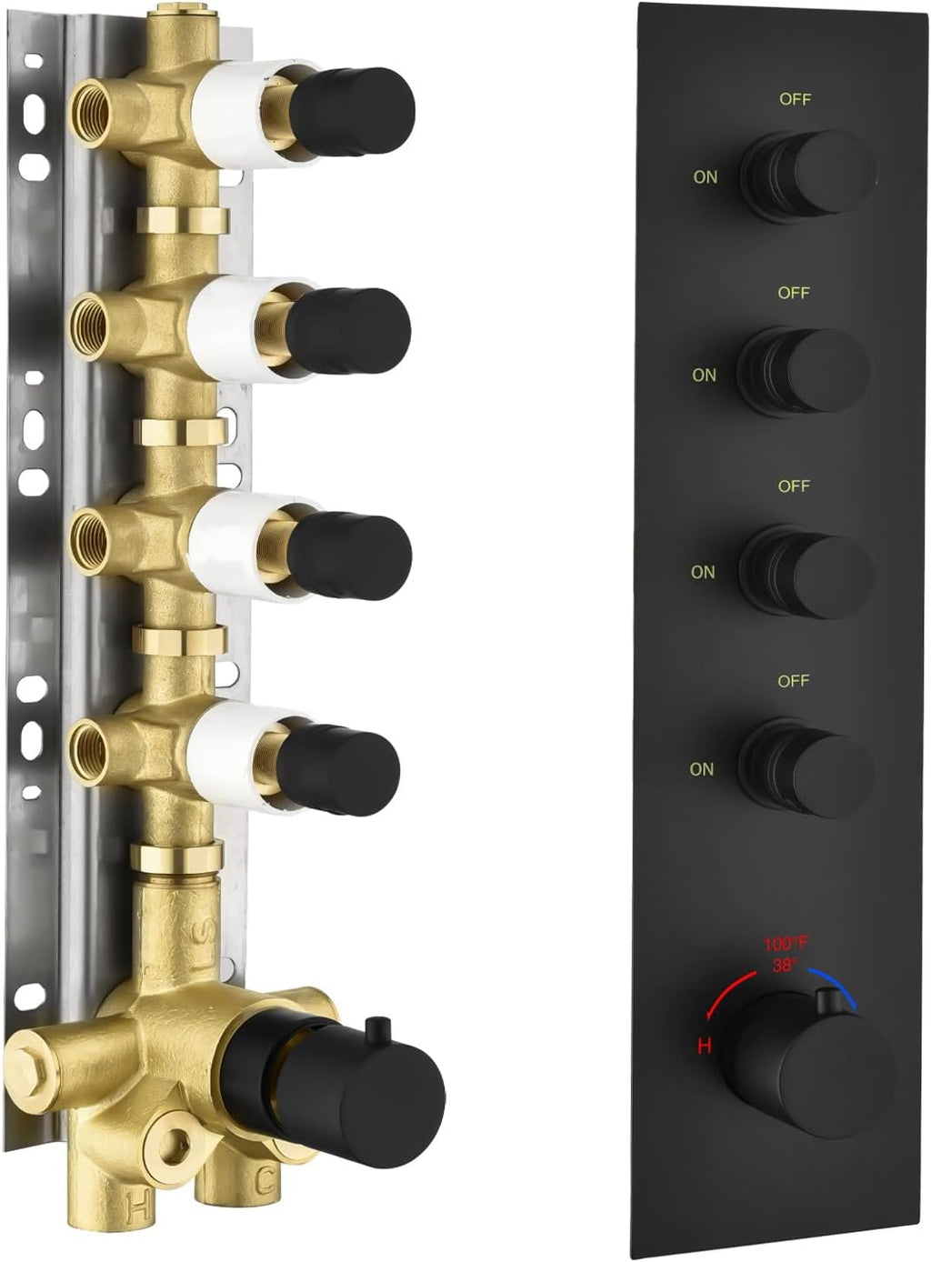 Solid Brass Shower Diverter Thermostatic Mixer Valve with Trim P50333