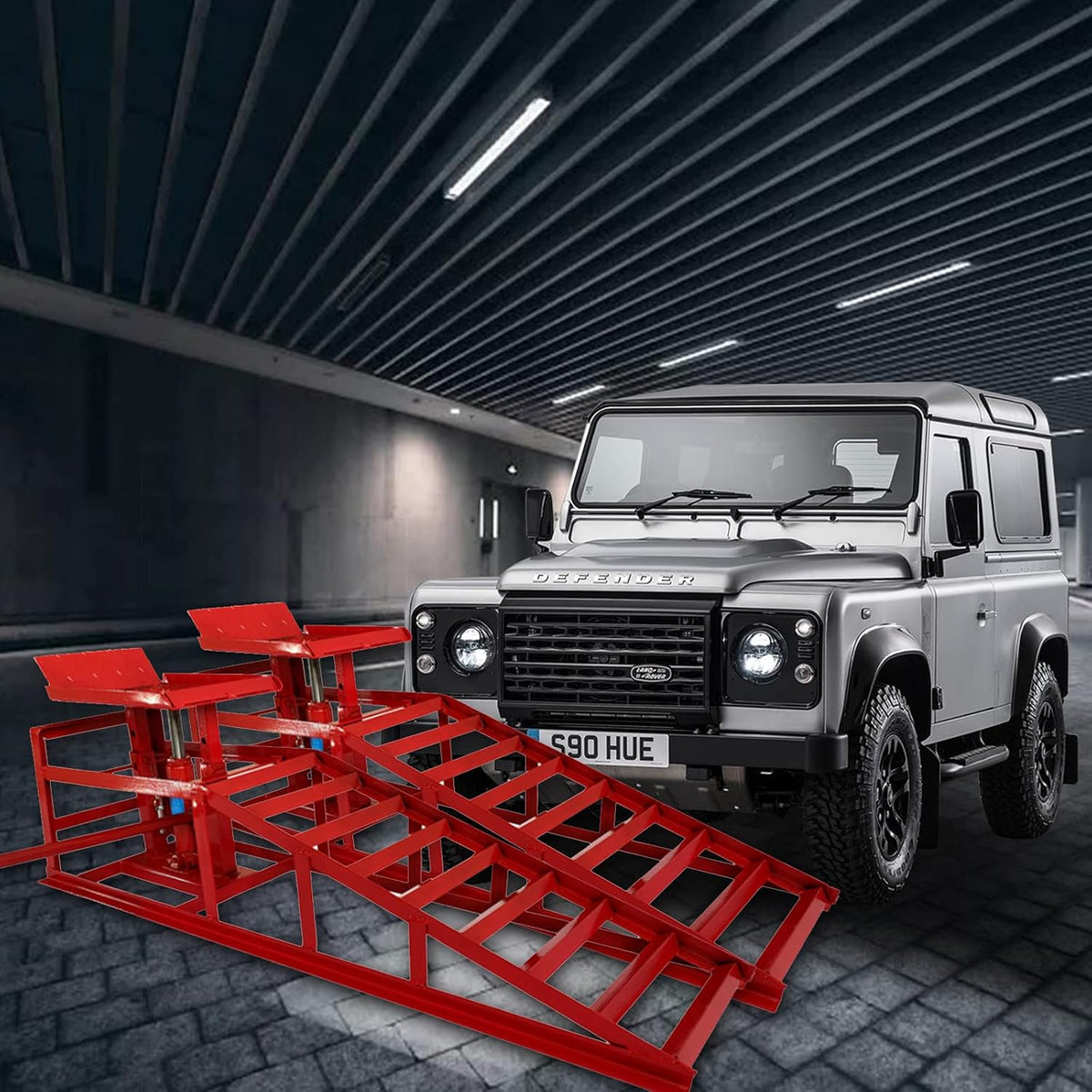 2PCS Heavy Duty Hydraulic Car Ramps Lift T94218