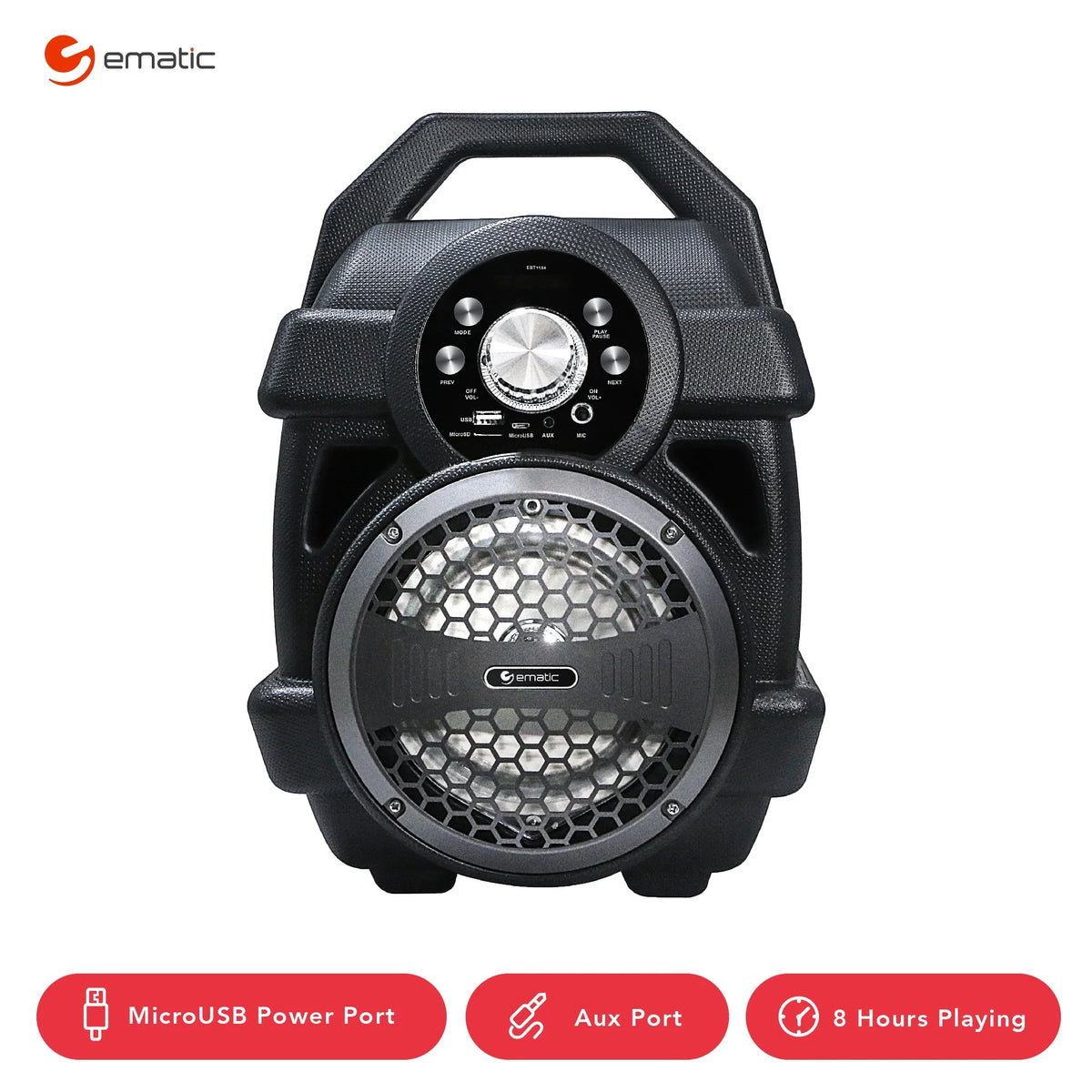 Black Portable Bluetooth Speaker with FM Transmitter M849472