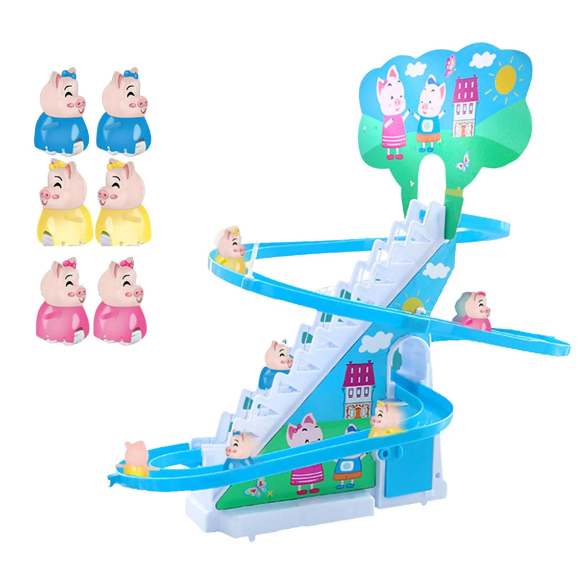 6 s Electric Climbing Stair Toy with LED Flashing Lights Children's Roller Coaster Toy Set T861013