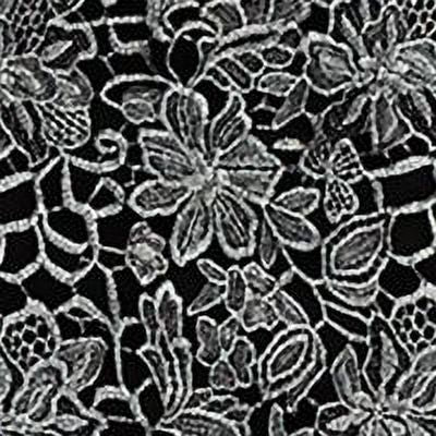 Black Embroidered Floral Asymmetrical Neckline Knee Length Evening Sheath Dress R94331