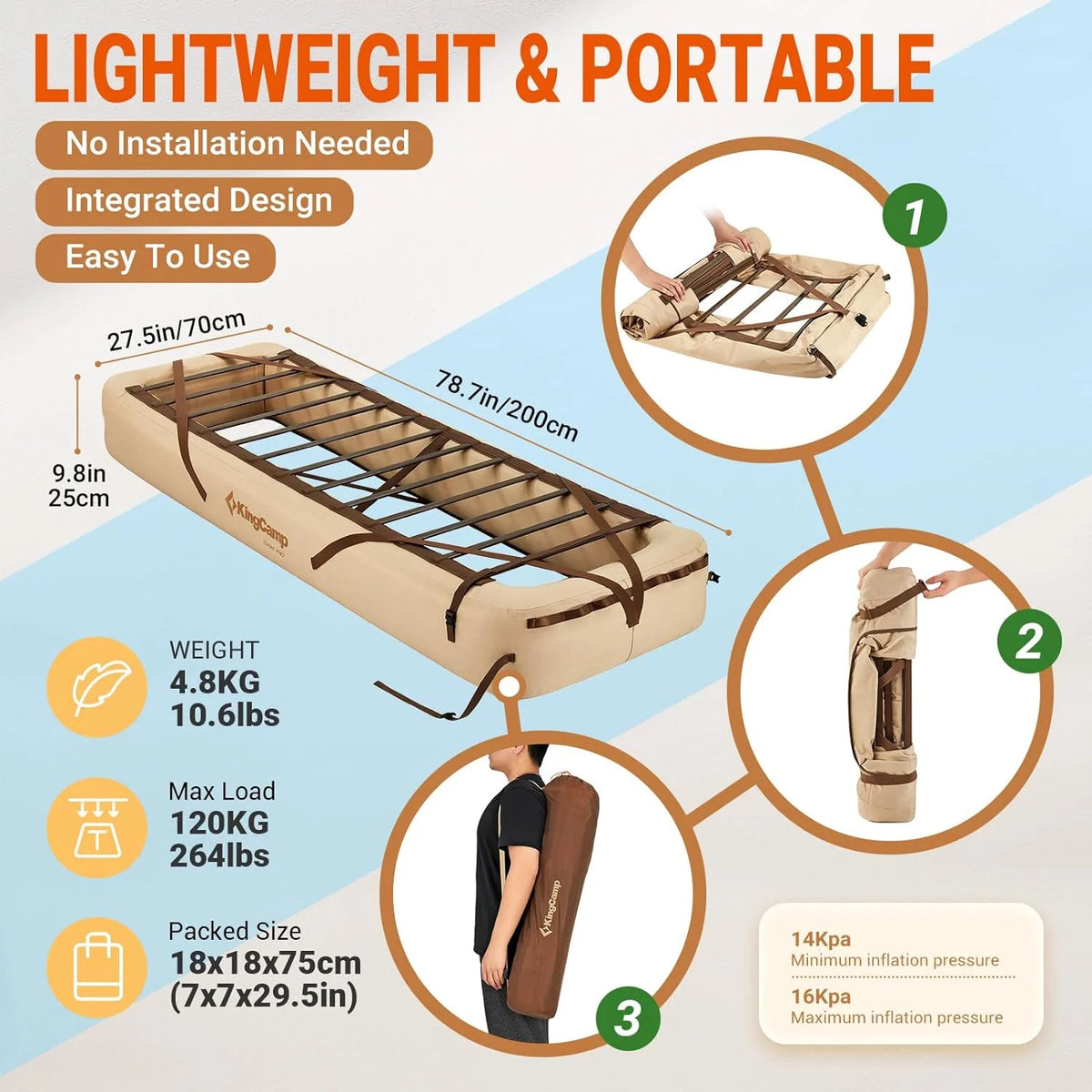 Ultralight Inflatable Camping Air Bed Frame G196019