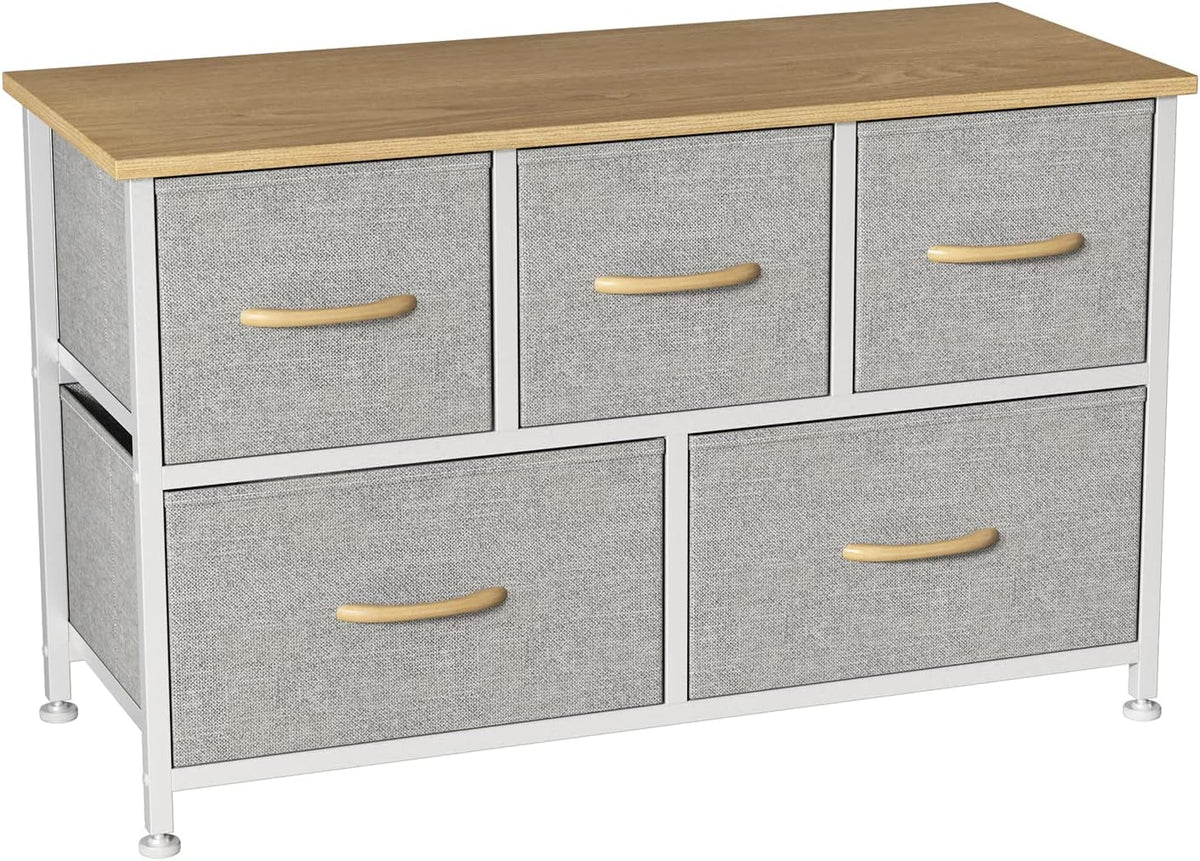 Gray/Natural 5 Drawer Fabric Dresser E717153