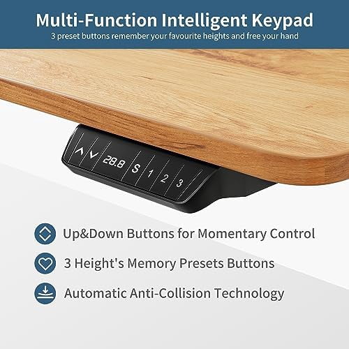 Electric Standing Desk 48 x 24 Inches Height Adjustable White Frame Light Rustic Brown Top J10887