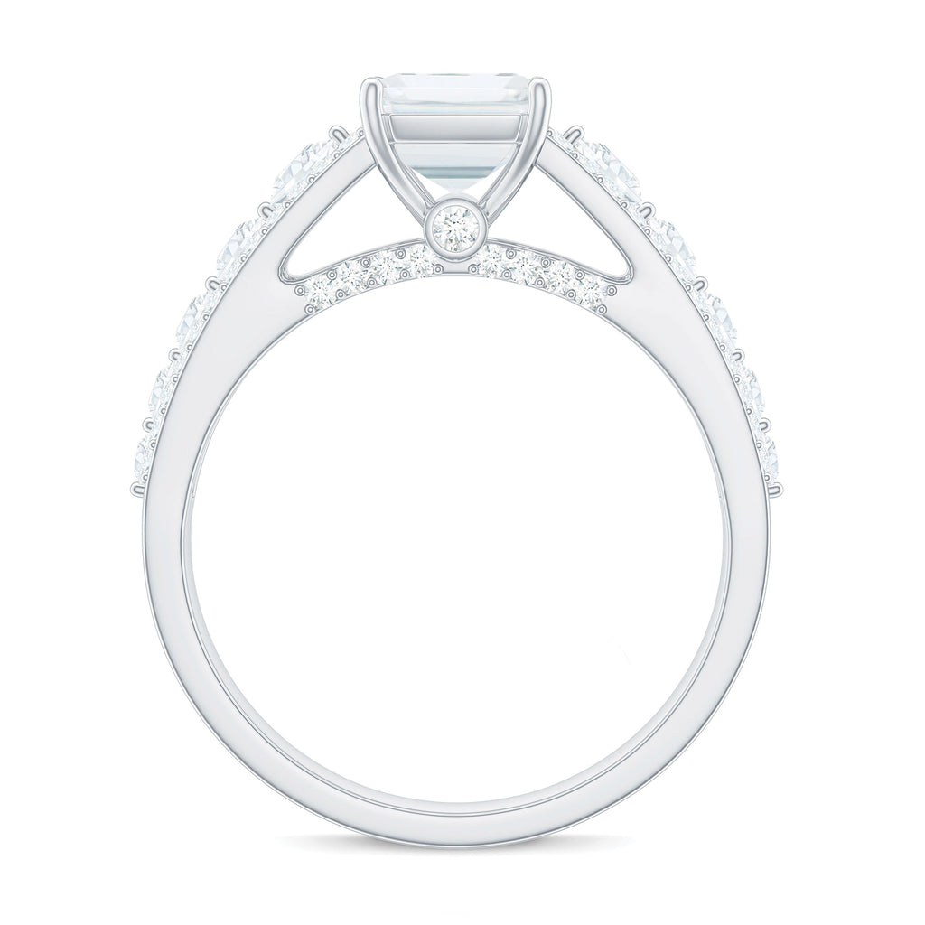 18K White Gold Moissanite Engagement Ring with Side Stones S110218