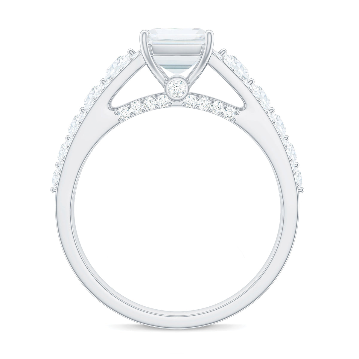 18K White Gold Moissanite Engagement Ring with Side Stones S110218