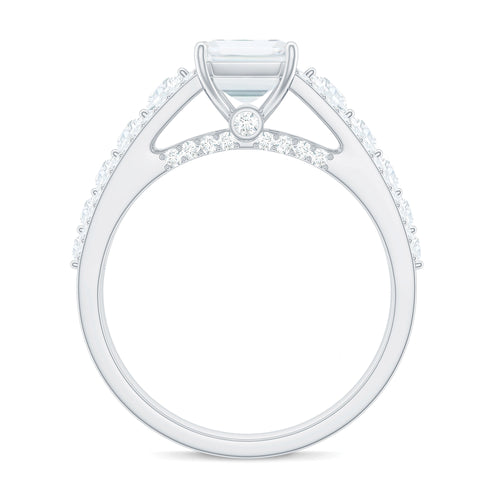 18K White Gold Moissanite Engagement Ring with Side Stones S110218