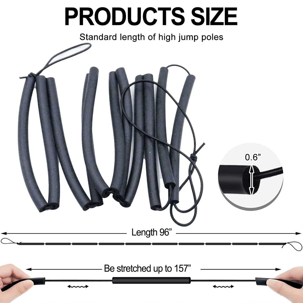 High Jump Bungee Elastic Crossbar Foam Track rope V8876