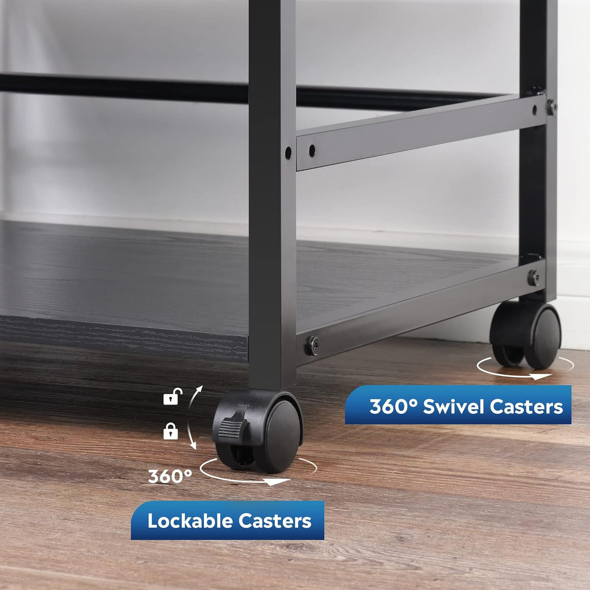 Black Mobile 3-Shelf Printer Stand with Adjustable Shelves G6685