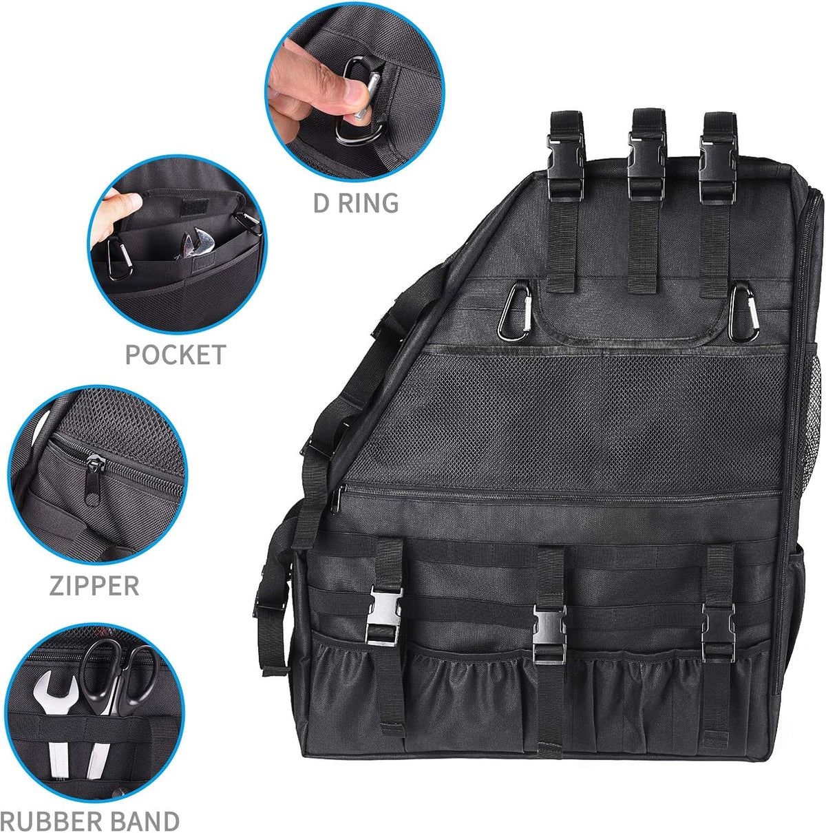Roll Bar Storage Bag Organizer Cargo Cage with Multi-Pockets Tool Holder Saddlebag H771626