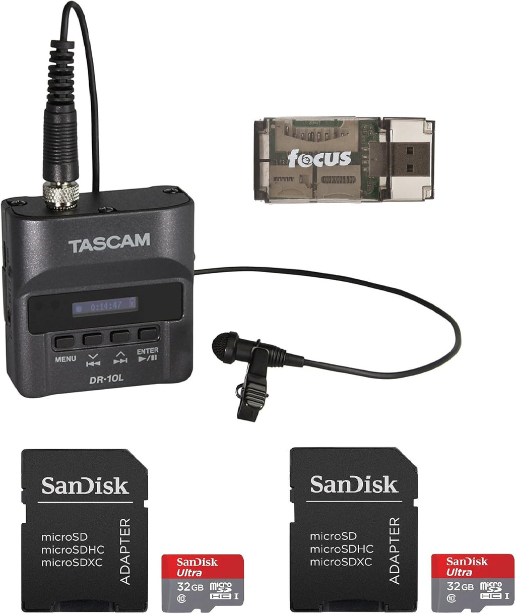 Digital Audio Recorder with Lavalier Mic, Two 32GB SD Cards, USB 2.0 Card Reader V3812