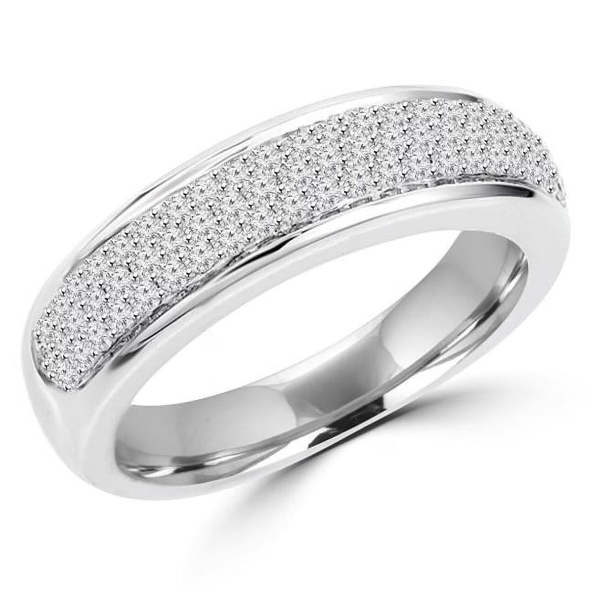 14K White Gold Diamond Pave Semi-Eternity Wedding Band Ring N297