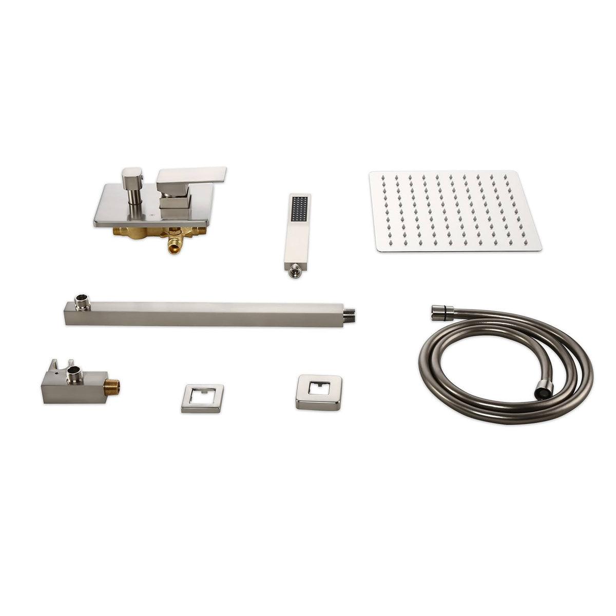 Brushed Nickel 10x22 Shower Set Rainfall Shower Head Handheld Spray E567967