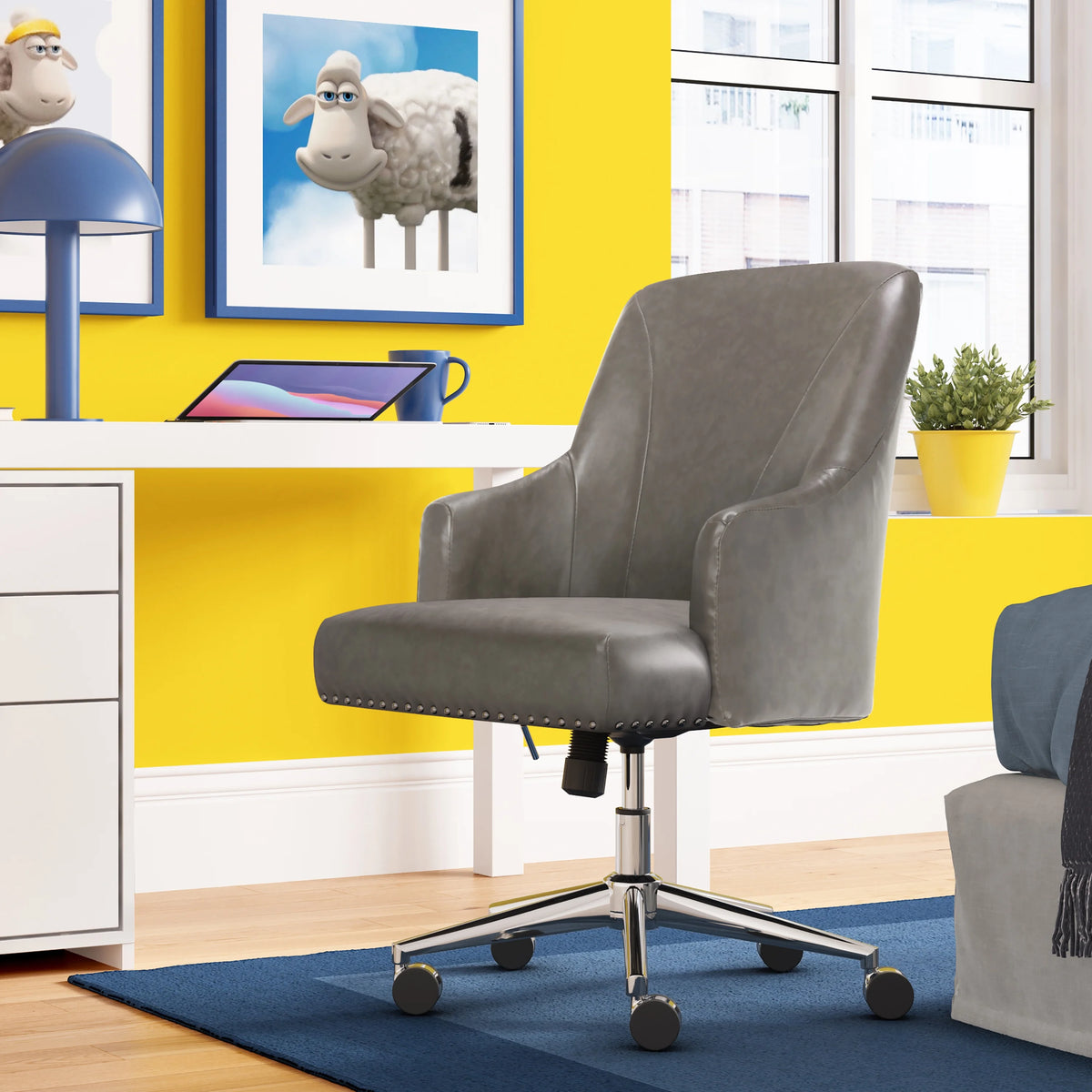 Gray Bonded Leather Desk Office Chair X47217