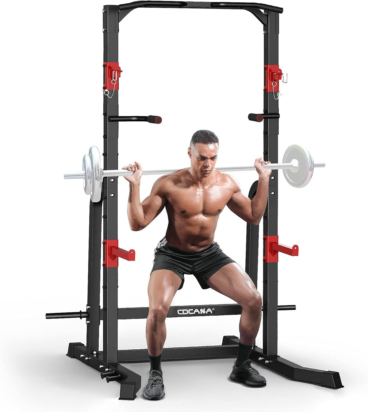 Power Squat Rack Cage with Pull Up Bar J35362