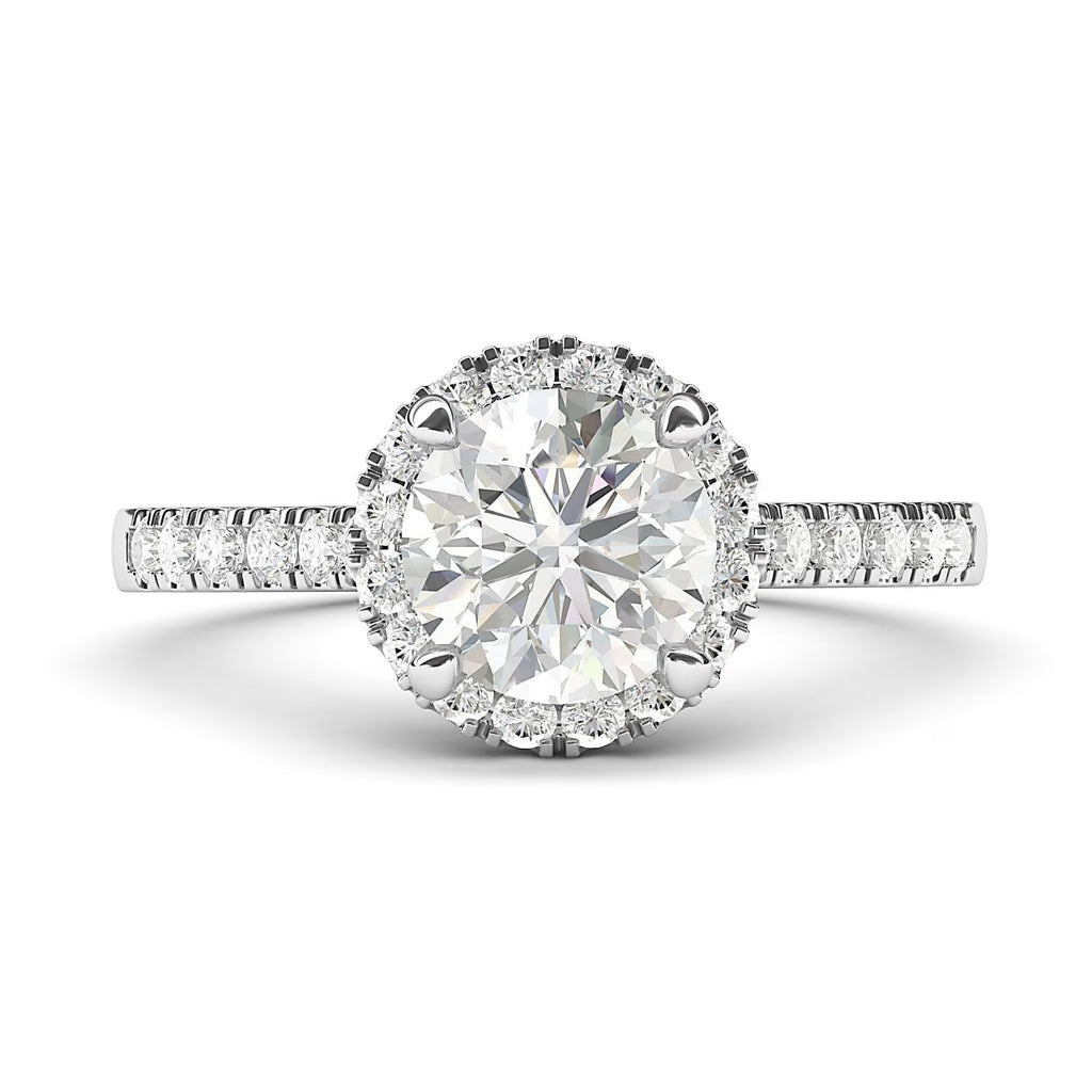 Simulated Diamond Halo Engagement Ring with Side Stones (4.5) H97016