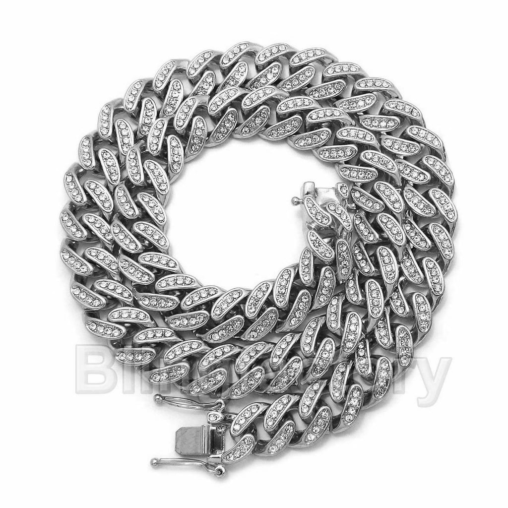 Pendant & 16" ~ 24" Full Iced Cuban Chain Necklace U422959
