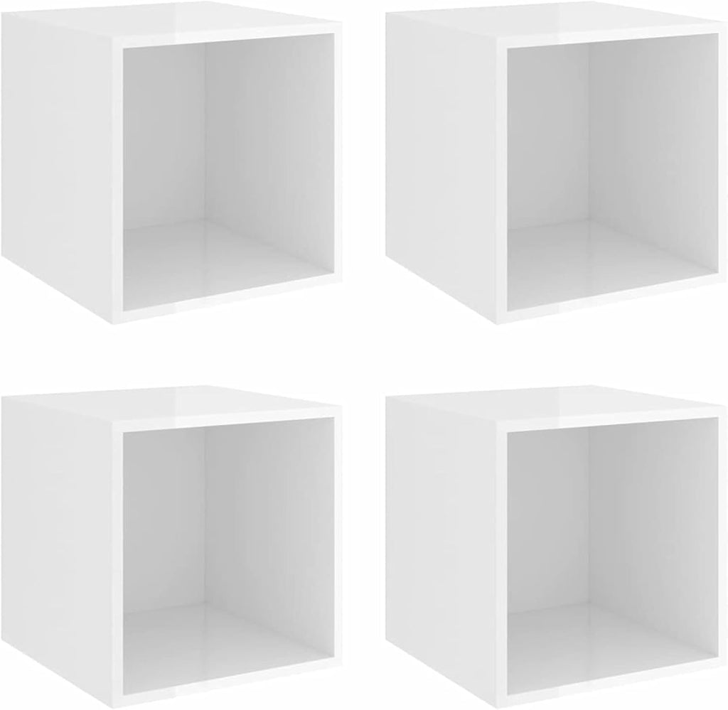 4 Piece Wall Mounted Storage Cabinet White Chipboard D22047