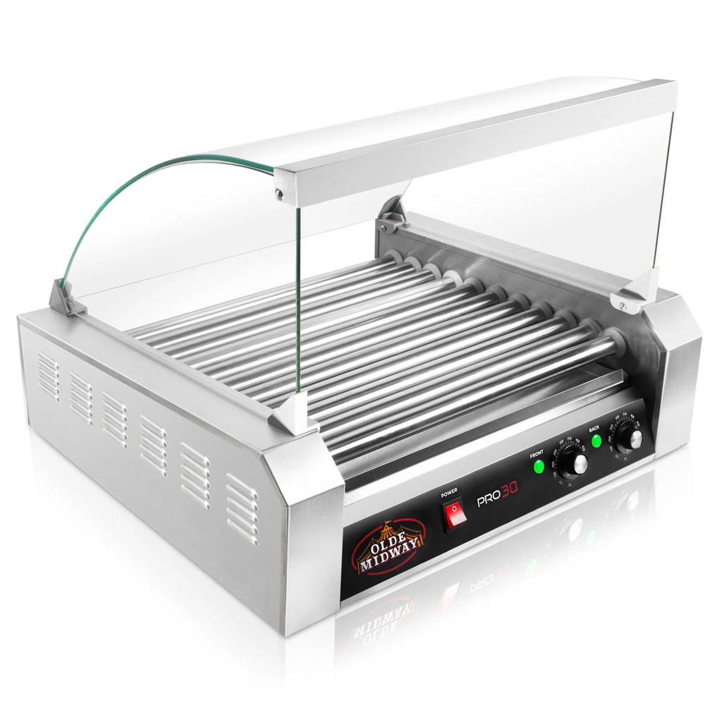 30 Hot Dog 11 Roller Grill Cooker Machine 1200-Watt With Cover A95736