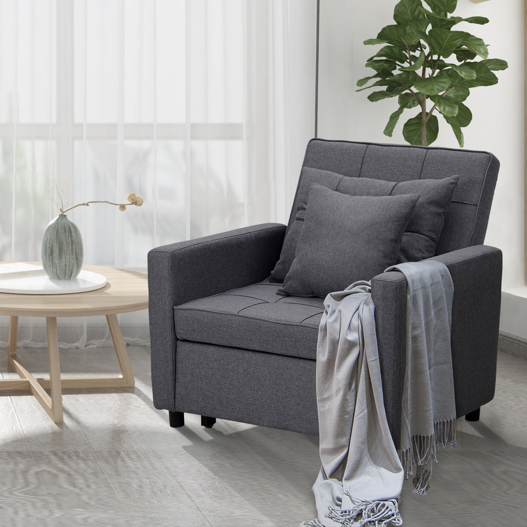 Dark Gray 3-in-1 Sofa Bed Chair with Adjustable Backrest K796306