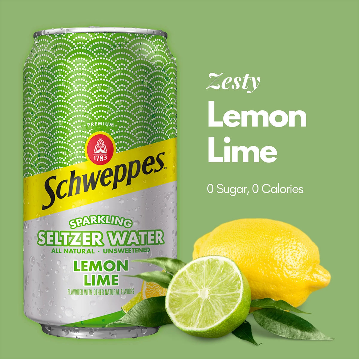 Lemon Lime Sparkling Water 24 Pack, 12 oz Cans Q642