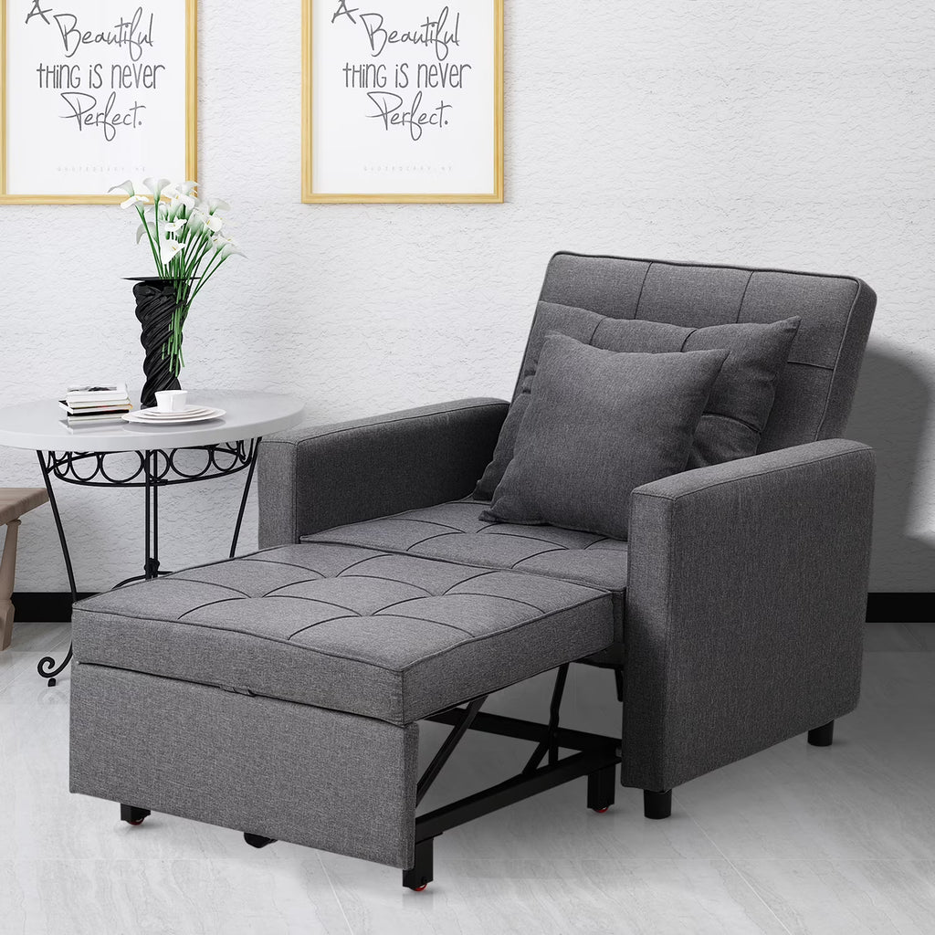 Dark Gray 3-in-1 Sofa Bed Chair with Adjustable Backrest K796306