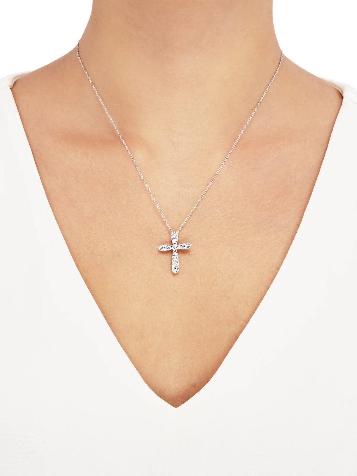 Sterling Silver Cross Pendant, 18" B183436