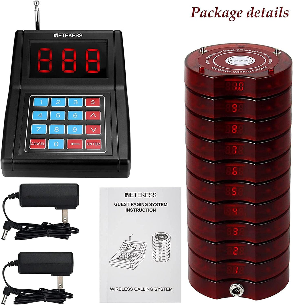 Pager System, 10 Pagers with Lanyard Hole M66933