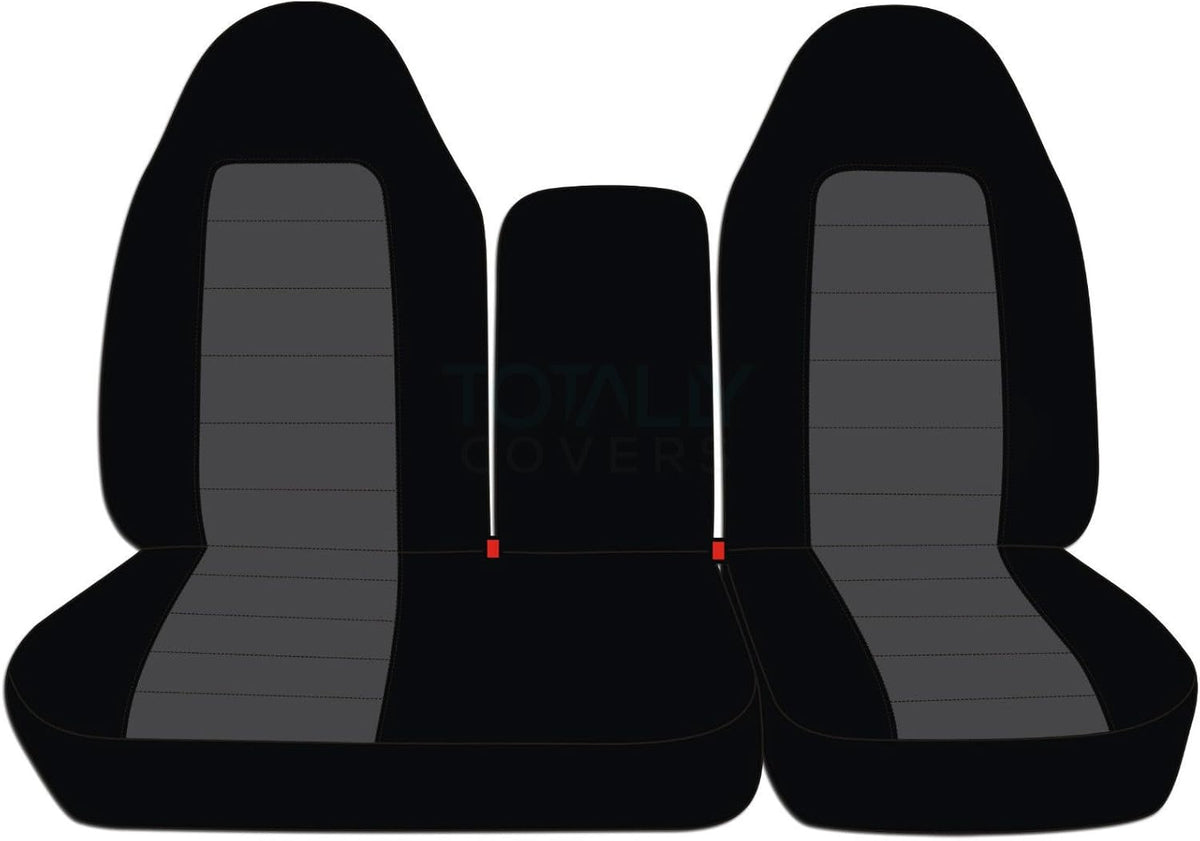 Black & Charcoal Two-Tone Front 40/60 Split Bench Truck Seat Covers R45530