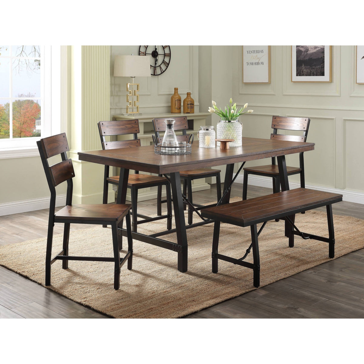 Oak & Black Bench A88775