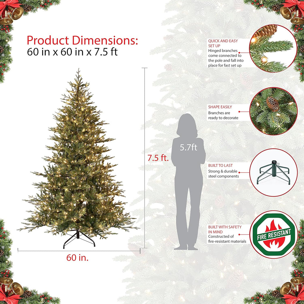7.5 Foot Pre-Lit Balsam Fir Artificial Christmas Tree with 800 Clear Lights C412