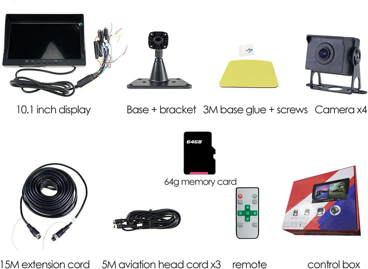 10.1 inch FHD1080P Truck Backup Camera with Built-in Recorder and Quad Split Monitor R77707