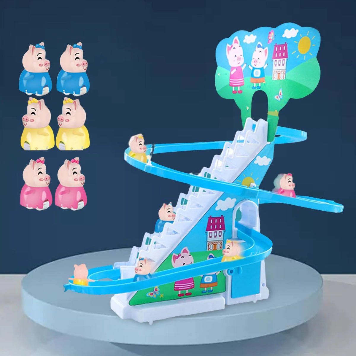 6 s Electric Climbing Stair Toy with LED Flashing Lights Children's Roller Coaster Toy Set T861013