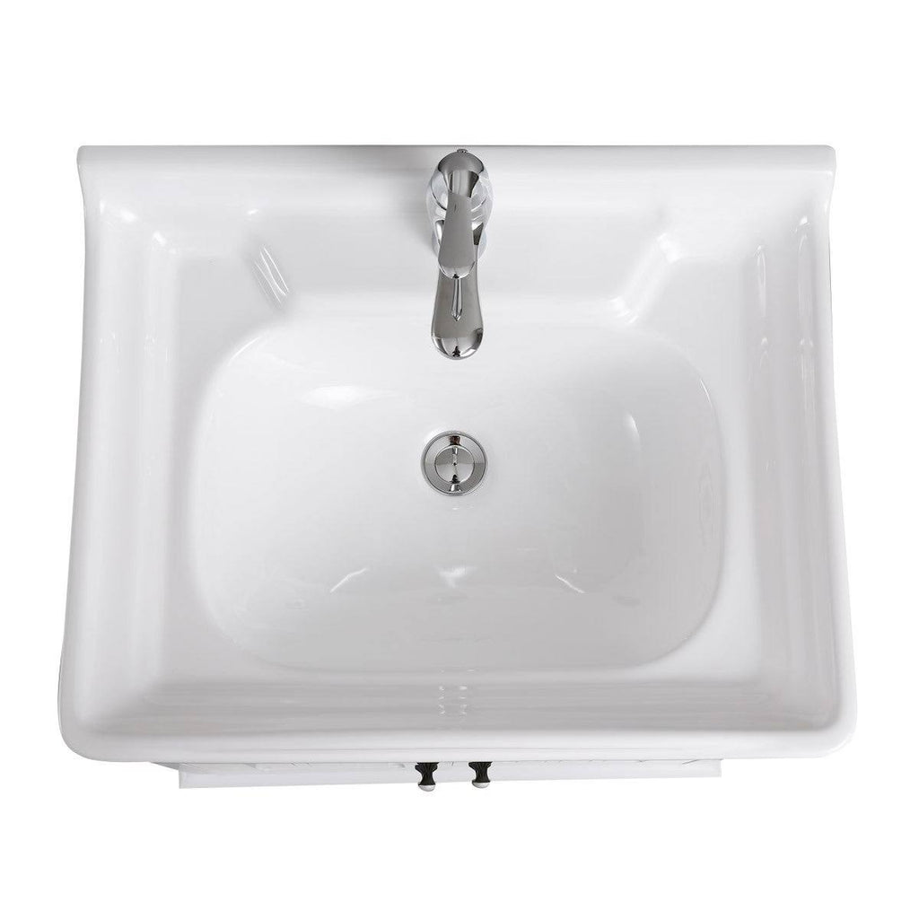 White Bathroom Wall Mount Vanity Cabinet Sink with Faucet and Drain V121333