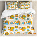 Queen Blue Kids Print Duvet Cover Set J48684