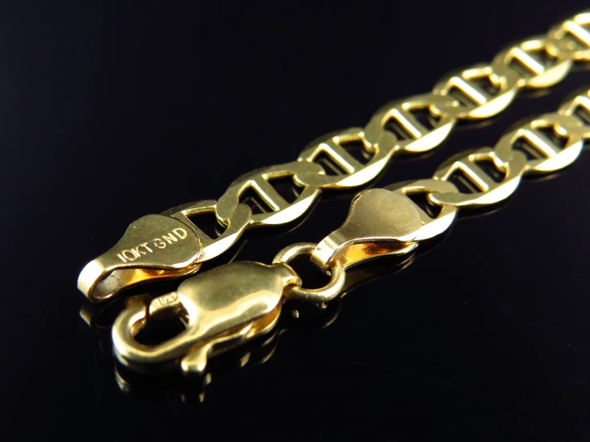 Solid 10K Yellow Gold Flat Mariner Link Chain C8945