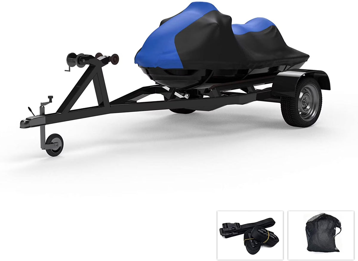 Blue/Black Trailerable Jet Ski Cover with Trailer Straps and Storage Bag A3129