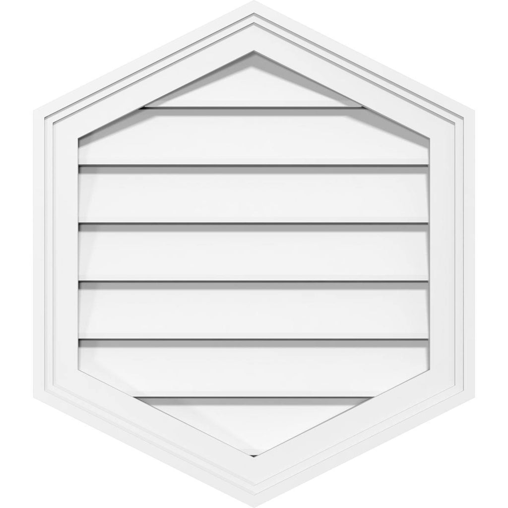 34x22W x 18x22H Vertical Peaked Surface Mount PVC Gable Vent R402