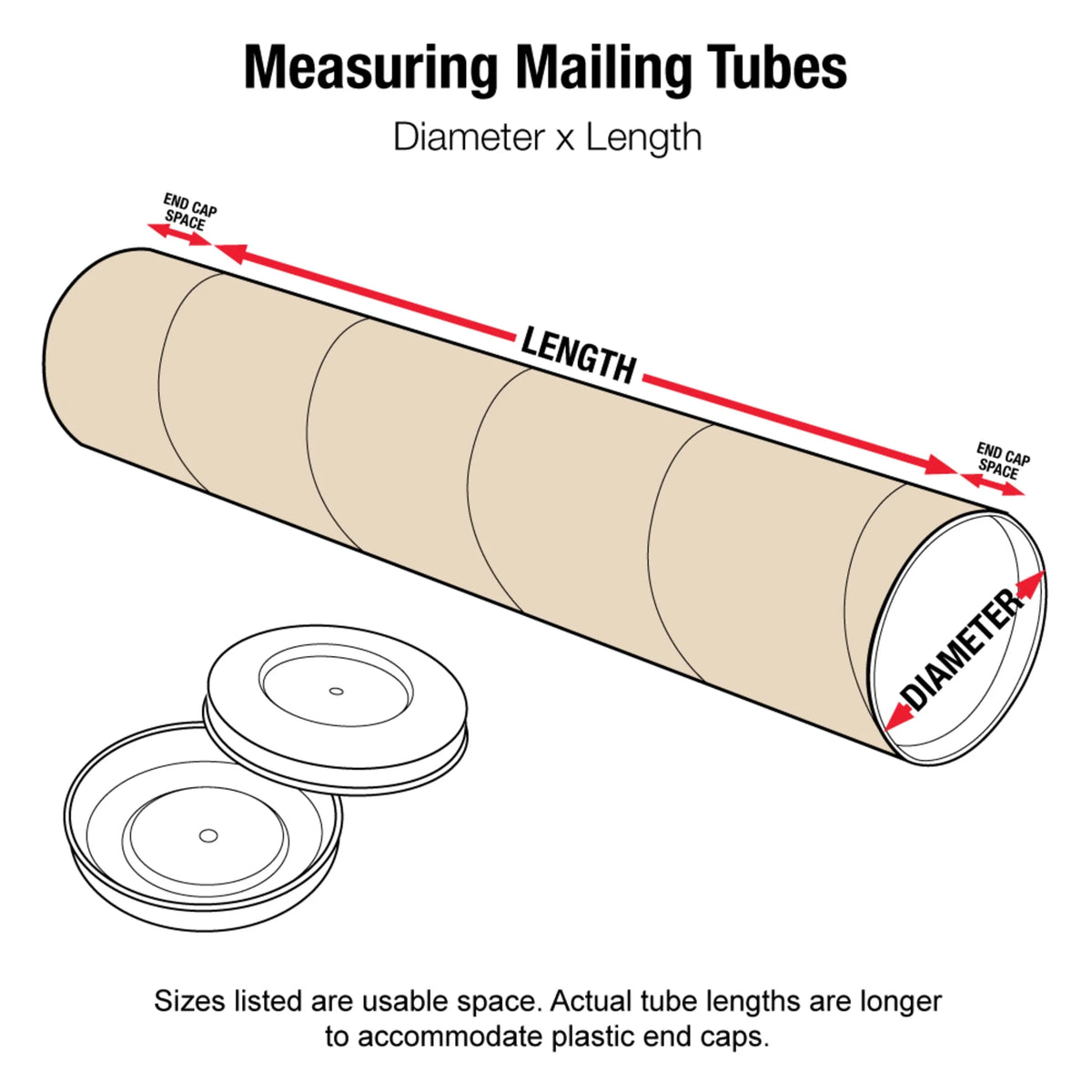 Kraft Mailing Tubes with Caps 2" x 24" 6/Case F59415