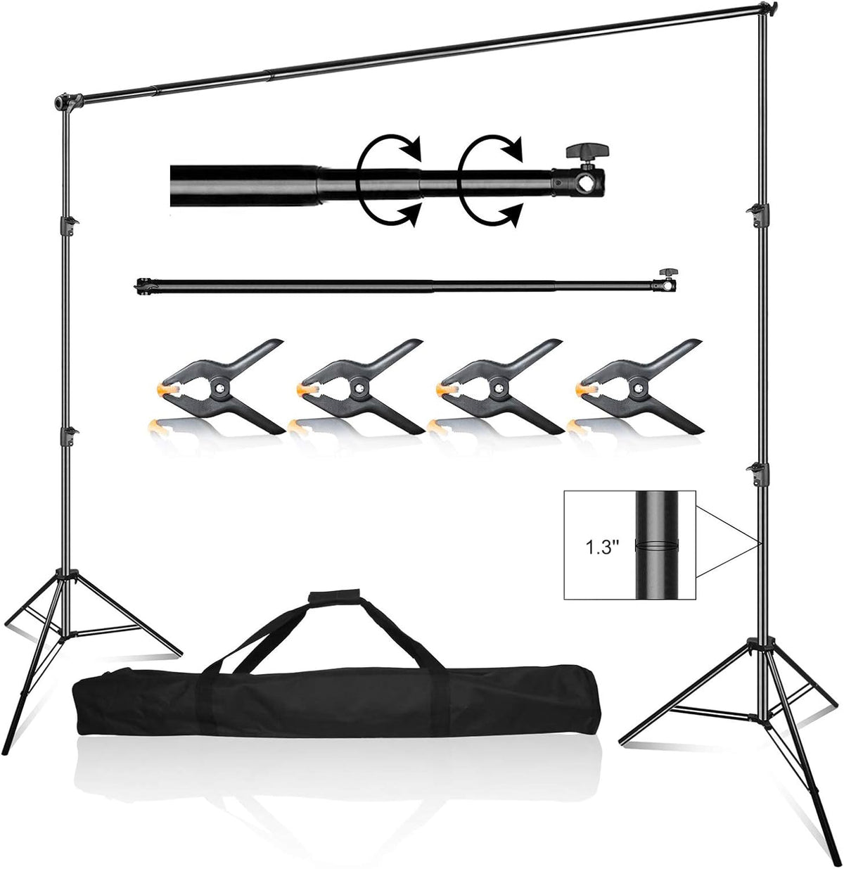 10 x 10 ft Heavy Duty Adjustable Backdrop Support System Kit with Carry Bag N393
