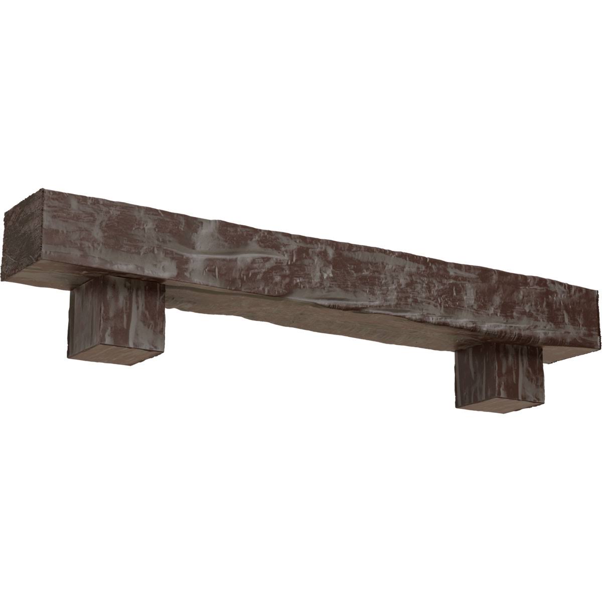 Aged Pecan Faux Wood Fireplace Mantel Kit with Corbels G176866