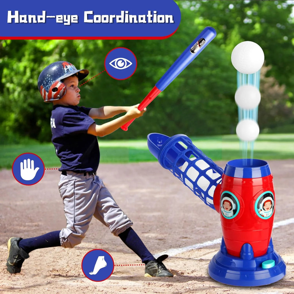 Baseball Pitching Machine Set with Remote Control Bat and 5 Balls D955