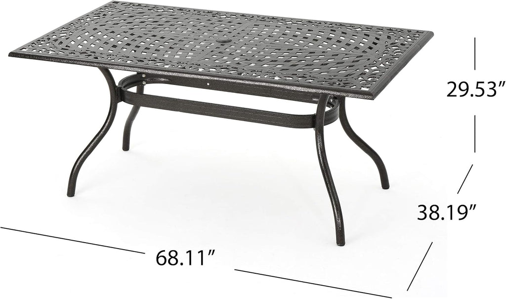 7 Pc Cast Aluminum Rectangular Dining Set V614047