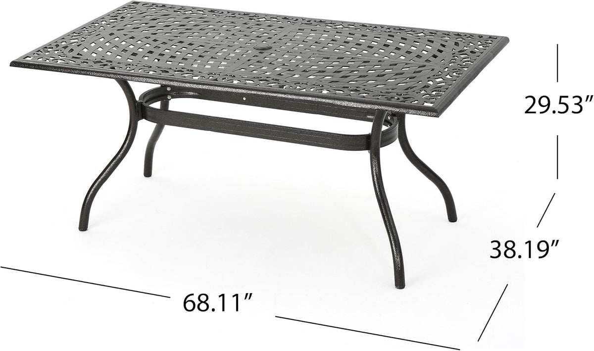 7 Pc Cast Aluminum Rectangular Dining Set V614047