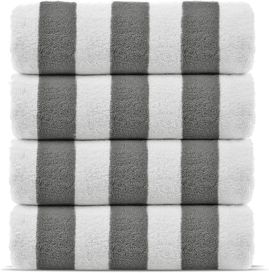 Light Blue 30x60 Inch 100% Cotton Pool Beach Towels 4-Pack L84786