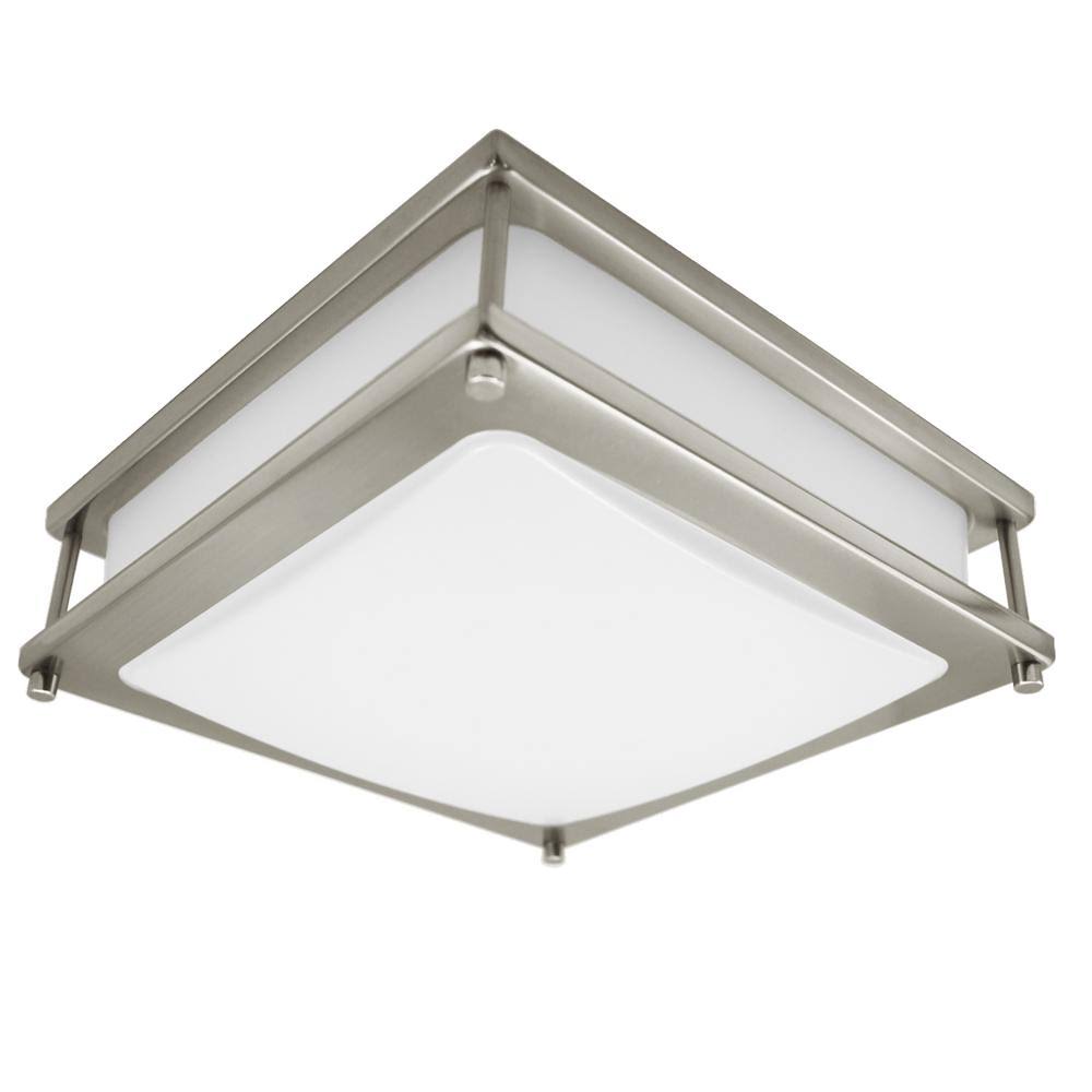 12-Inch LED Ceiling Light Fixture, Brushed Nickel Flush Mount Square Light Z40896