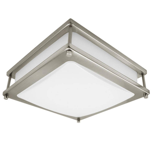12-Inch LED Ceiling Light Fixture, Brushed Nickel Flush Mount Square Light Z40896